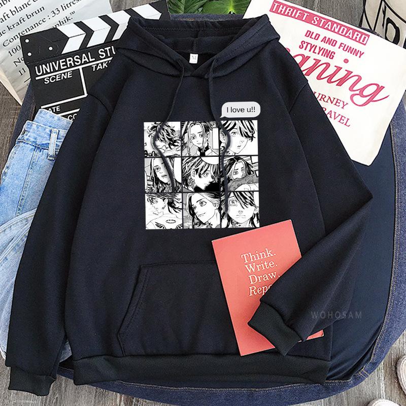 

Tokyo Avengers Ханамия Ичиго, флисовый свитер с капюшоном и принтом 3XL чёрный