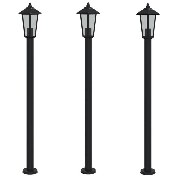 VidaXL Lampadaires d'extérieur 3 pcs noir 120 cm acier inoxydable, éclairage au sol d'extérieur, éclairage au sol de jardin, 4006388