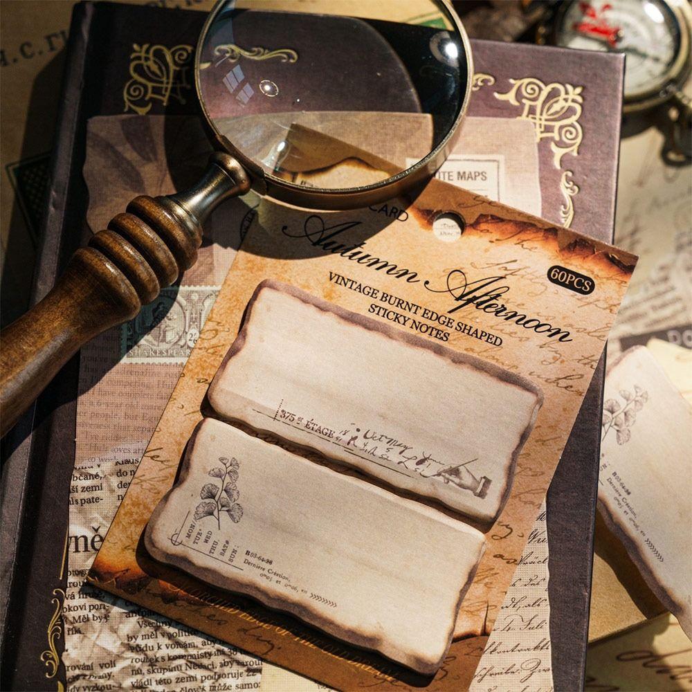 Self-adhesive Sticky Notes Vintage Burnt Series Tearable Note Pad To Do List Notepads  Student