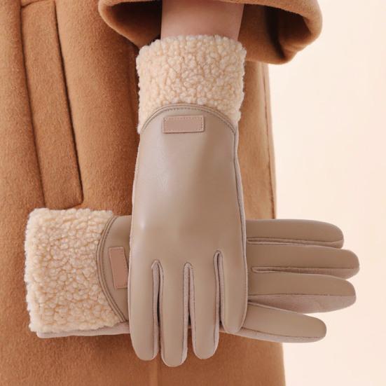 2 Stück Damen Kunstlederhandschuhe Wasserdicht Winddicht Touchscreen Outdoor Fahrradhandschuhe Winter Kaltes Wetter Warm Dick Thermohandschuhe