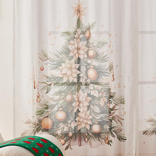 

1 шт. LOZUJOJU Прозрачные шторы в рождественском стиле с принтом в виде елки, тюль для кухни, спальни и гостиной, домашний декор W140cm x L260cm