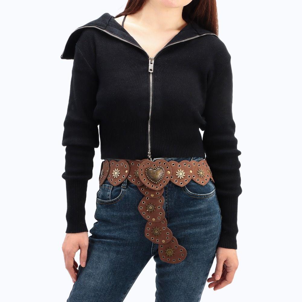 Exaggerated Cowboy Hollow Belt Y2K Wide Disc Belt Y2K Hollow Disc Belt Disc Belt  for Women
