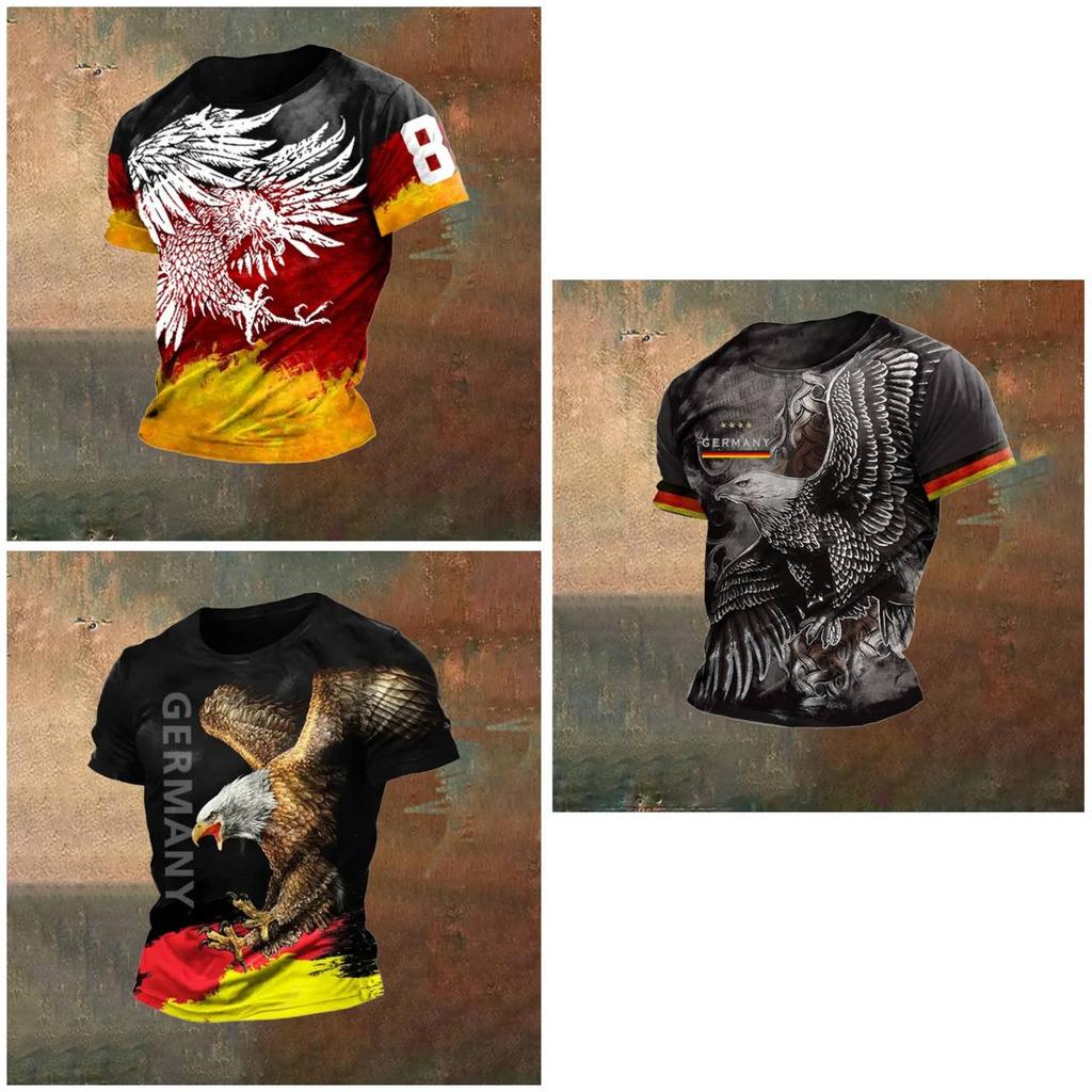 Vintage Deutschland Germany Eagle 3D Print National Flag Unisex Men Women MMA Kick Boxing Muay Thai T Shirt Quick Dry Short Sleeve Streetwear Retro