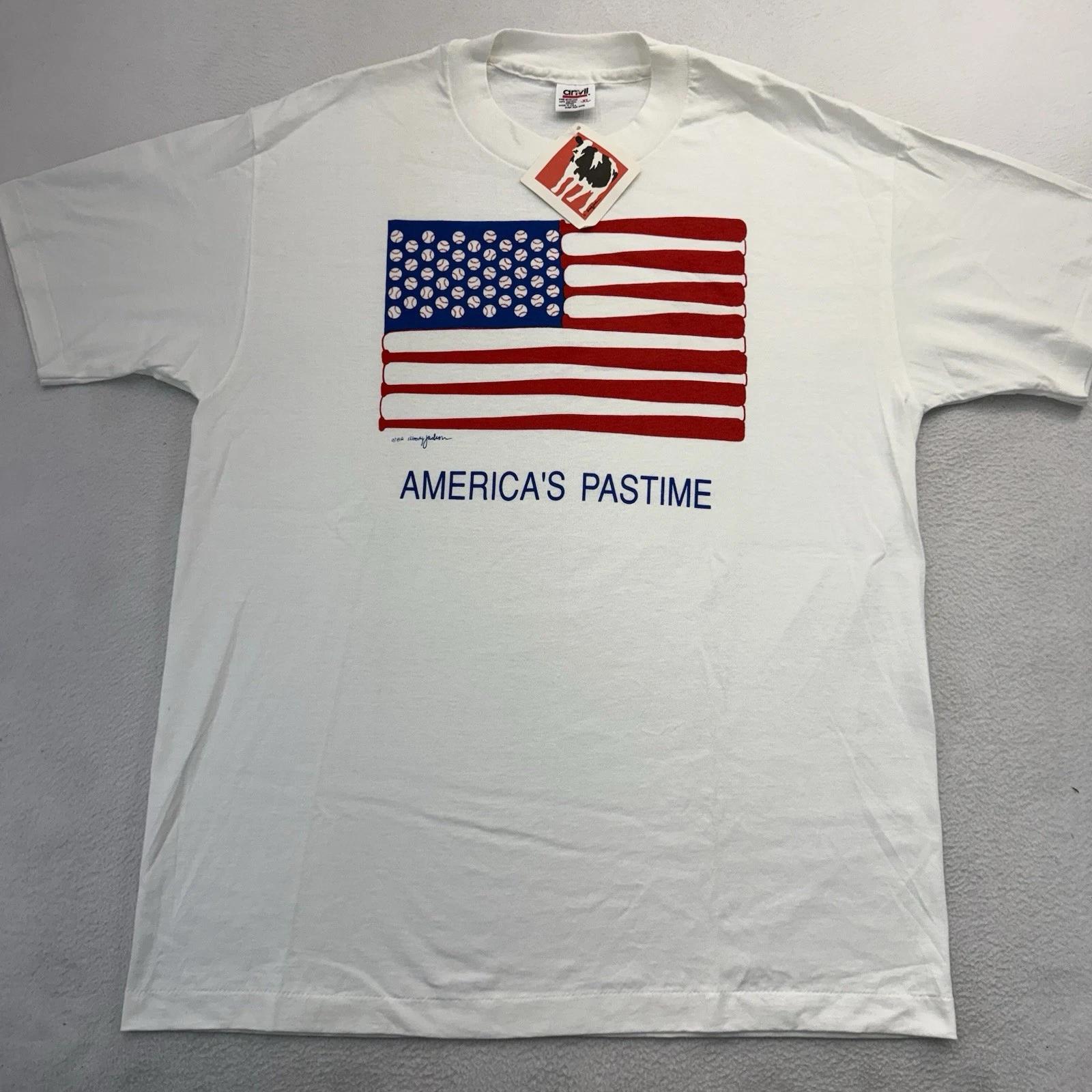 

Vintage Baseball Americana Woody Jackson Cows Art T-Shirt XL DEADSTOCK Rare 4XL