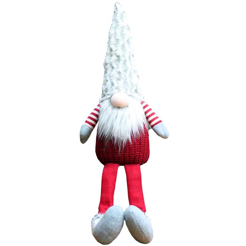 85cm Vánoční dekorace skřítků s dlouhou zatahovací nohou Ručně vyráběný Velký stojící plyšový skřítek Sváteční elf pro výzdobu vánoční párty