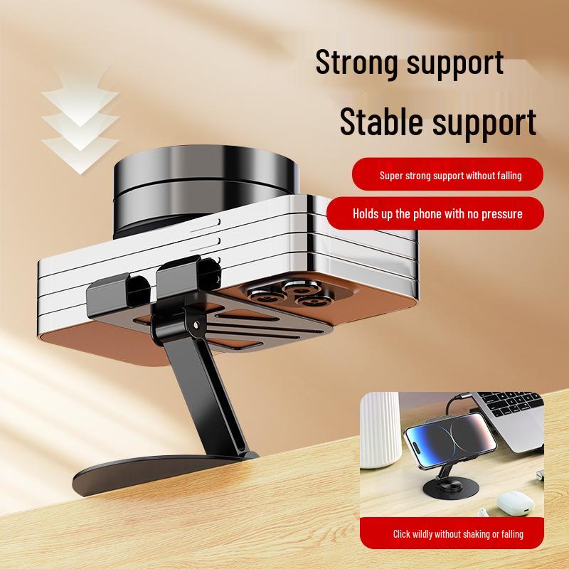 Rotatable & Foldable Desktop Phone and Tablet Stand, Ideal for Shows and Online Classes, All-Metal Multifunctional Holder for Convenience