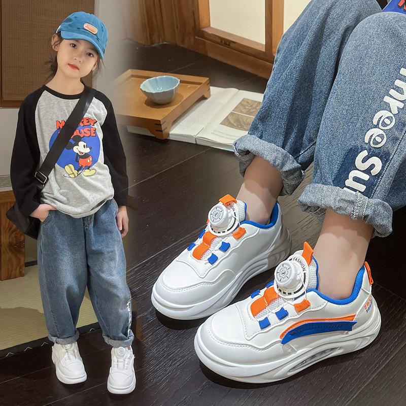 New Style Children's Student Sports White Running Shoes Korean Style All-match Sports Shoes