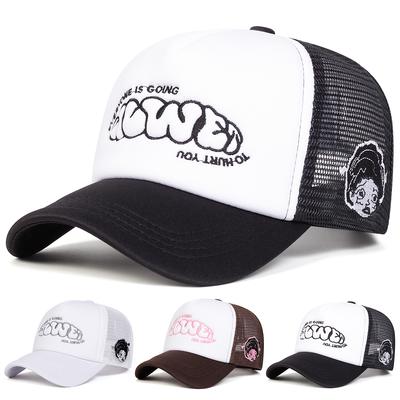 Herren Buchstaben Seite Mädchen Bestickte Baseballkappe Netzhut Outdoor Verstellbar Sonnenschutz Freizeit Hut Frühling Herbst Reise Tourismus Strandurlaub