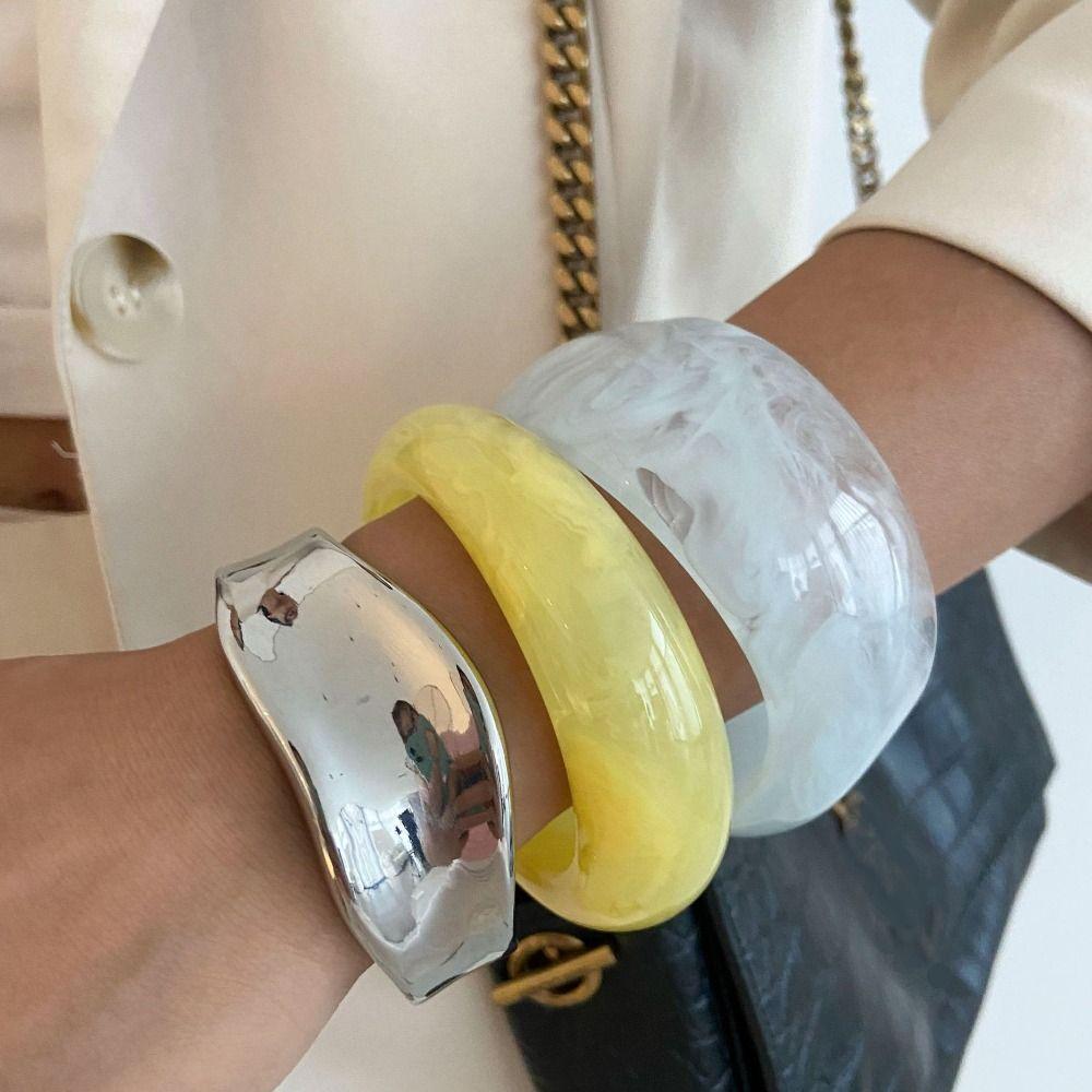 Schmieren Unregelmäßiges Breites Armband Böhmisch Retro Handring Einzigartiger Acryl-Armreif Dekoration