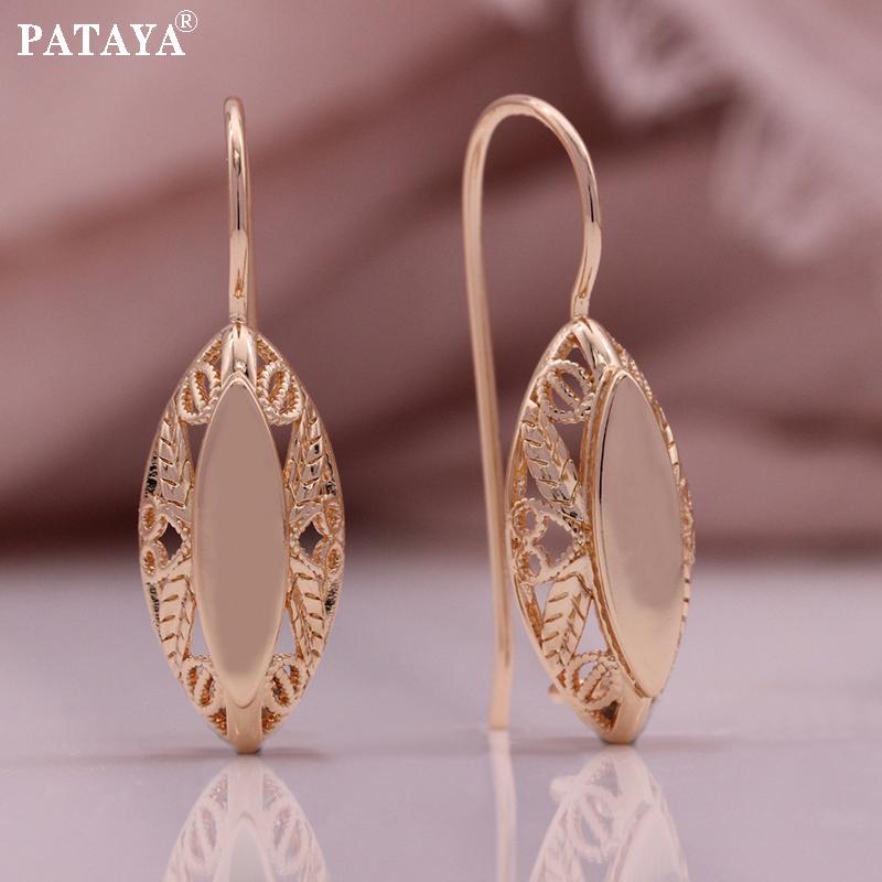 

PATAYA Серьга цвета розового золота 585 пробы, длинная серьга в форме лошадиного глаза с застежкой-крючком