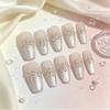 Champagne Gold Cat Eye Rhinestone Press-On Nails: Luxurious Daily Wear with White-Brightening Versatile Design