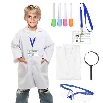 Apparlxer Docteur Cosplay Scientifique Costume pour Blanc Sécurité Laboratoire ID Nom École Festivals Culturels Enfants, Blouse, Blouse, Lunettes, Compte-gouttes, Carte, Étiquette,
