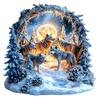 Wolf Wooden Puzzle In The Snow Forest Irregular Small Animal Pieces Flat Wooden Puzzle
