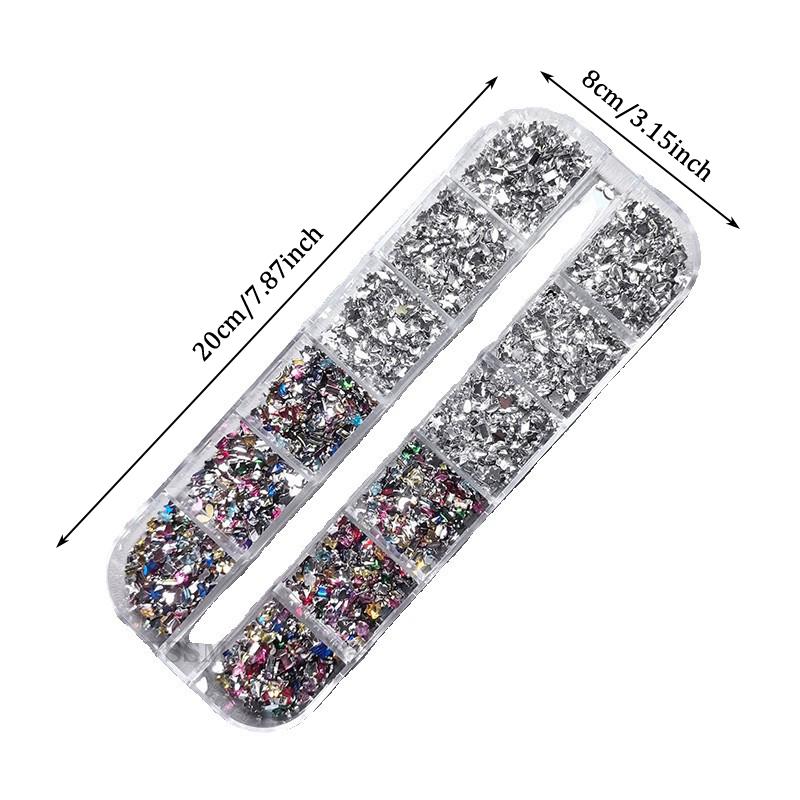12 Grids/Box Nail Art Multi Shape Flat Back   Dazzling Diamonds Strass Manicure Tip 3D Decoration