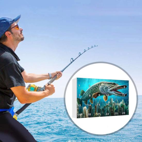 2025 Fishing Lure Advent Calendar 24-Day Countdown Box with Surprise Baits Holiday Countdown Decor Christmas Gift for Men Boys Anglers