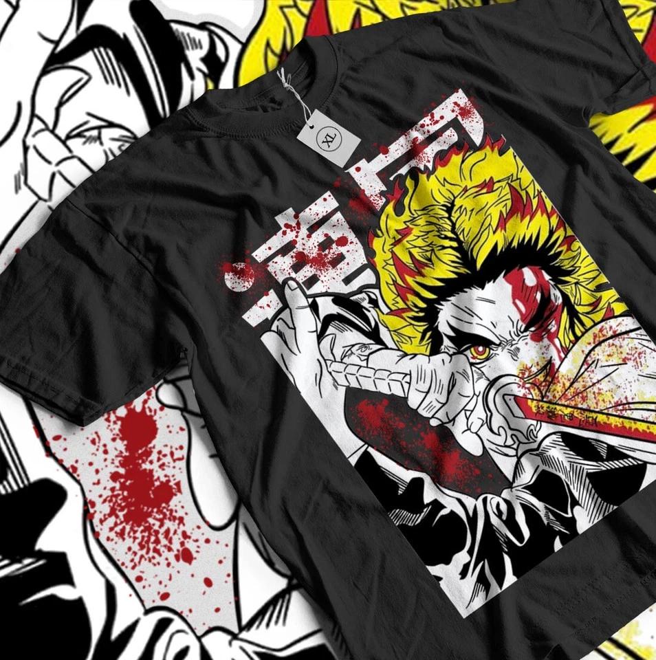 Kyojuro Rengoku TShirt Slayer Demon Vintage Anime Unisexga Shirt Black S