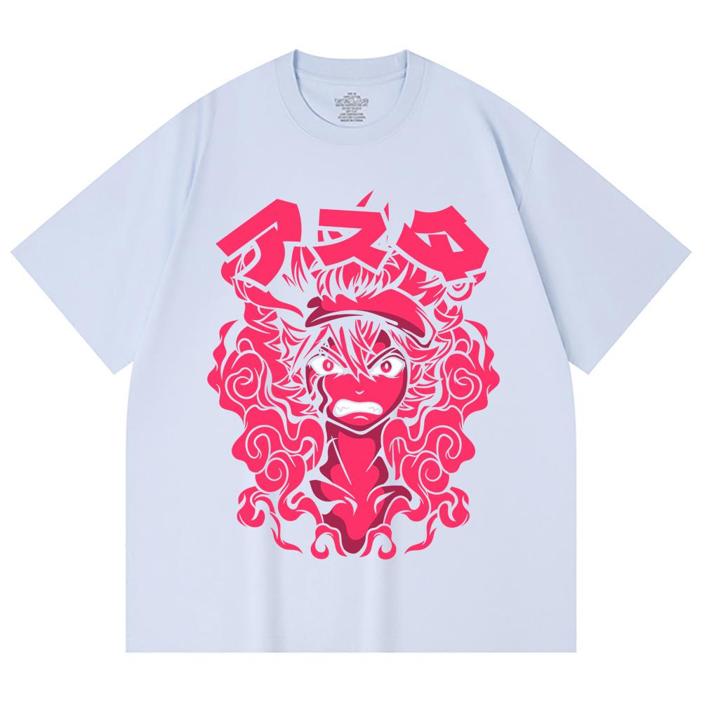 230 Gsm 100% Cotton Black Clover V6 Asta Print Unisex Heavy Cotton T Shirt