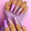 Artificial Nails Wear Long Ballet Purple Tender Ripples Shiny Fragments Pieced Together Nail Pieces