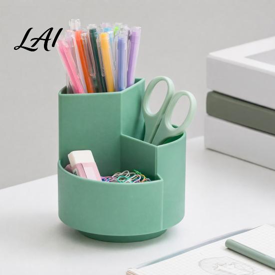 Large Capacity Pen Holder 360 Degree Rotating Holder Multi-compartment Quiet Container Desktop Organizer for Office School Home Storage Non-slip