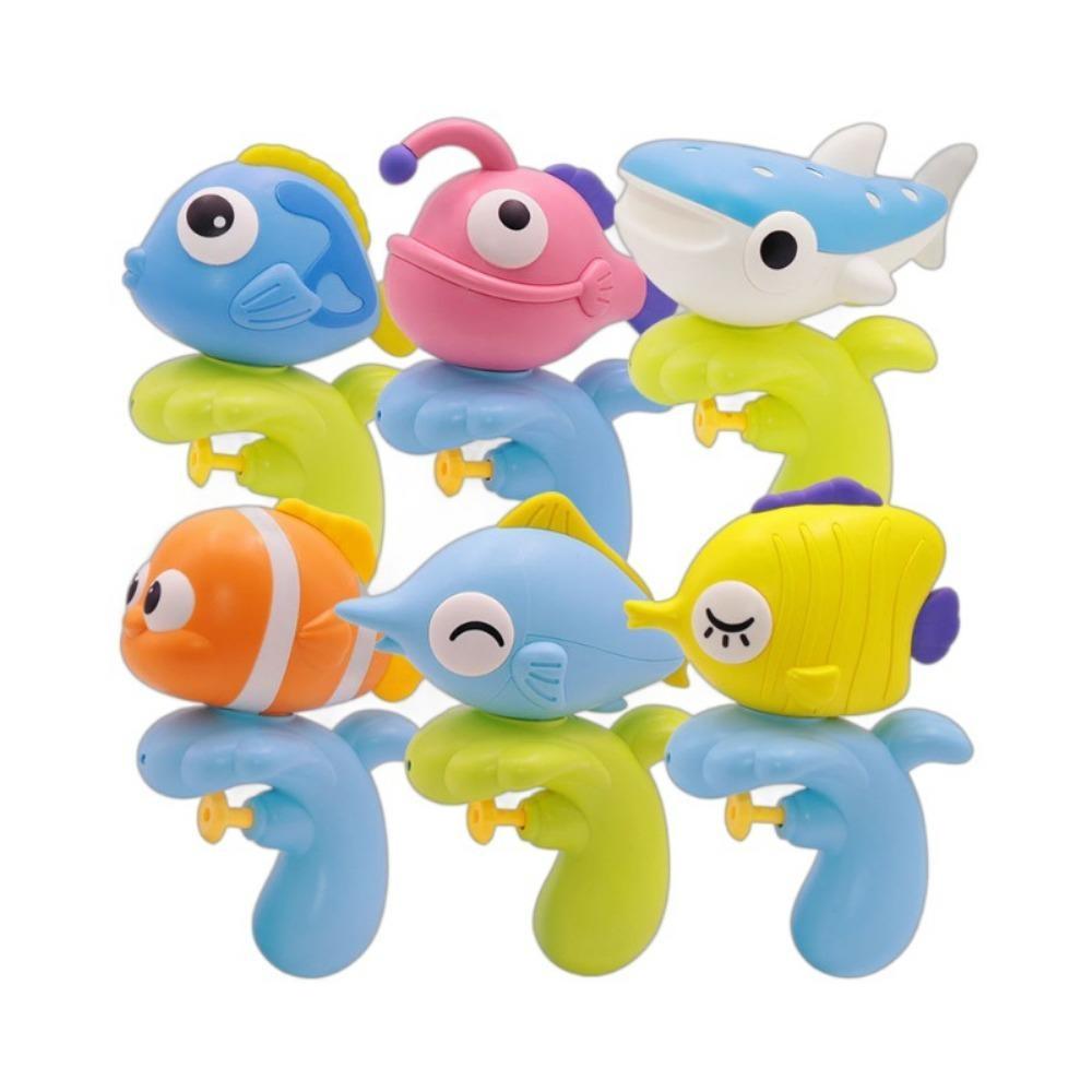 1 buc Pistol cu apă pește mic de desene animate, Pistol cu apă jucărie manuală, Jucării de apă pentru exterior