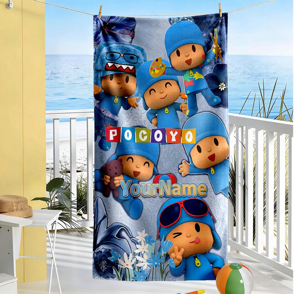 Pocoyo Customizable Name Beach Towel High Absorbency & Quick-Dry