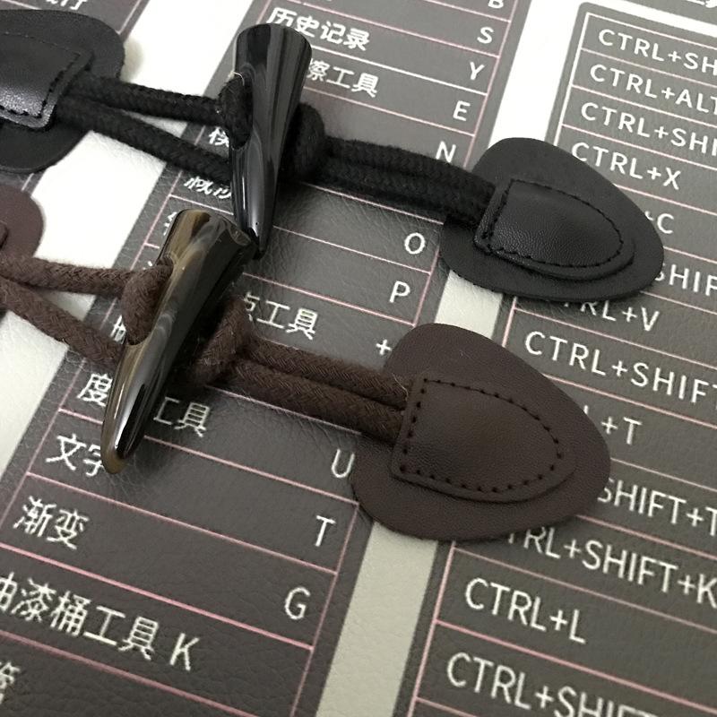 Retro-Hornschnallen 16,5 cm lang Schwarz PU-Harz Hornknöpfe Damenmantelknöpfe