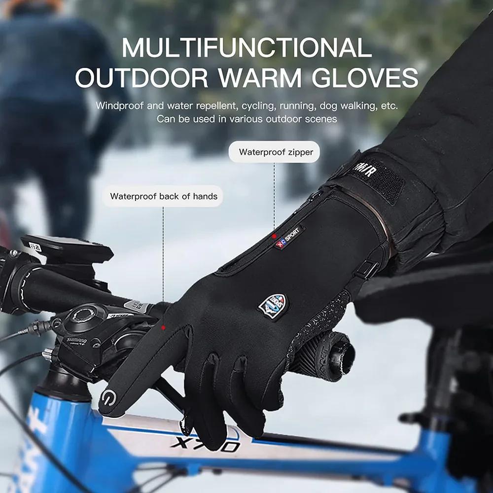 Yanbiguo Winter Thermal Cycling Gloves For Men&Women,Waterproof Warm Non-Slip Touch Screen Gloves For Outdoor Running,Driving