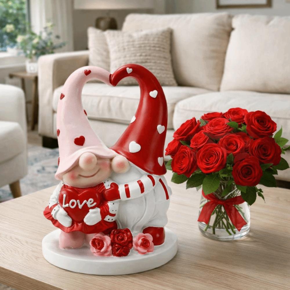 Decorative Heart Dwarf Figurine Resin Heart Ornament Desktop Sculpture Valentine's Day