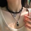 2 Piezas Gótico Boho Piedra Irregular Cadena Ajustable Collar para Mujeres Vintage Girasol Cristal Colgante Gargantilla Y2K Joyería Regalo Nuevo