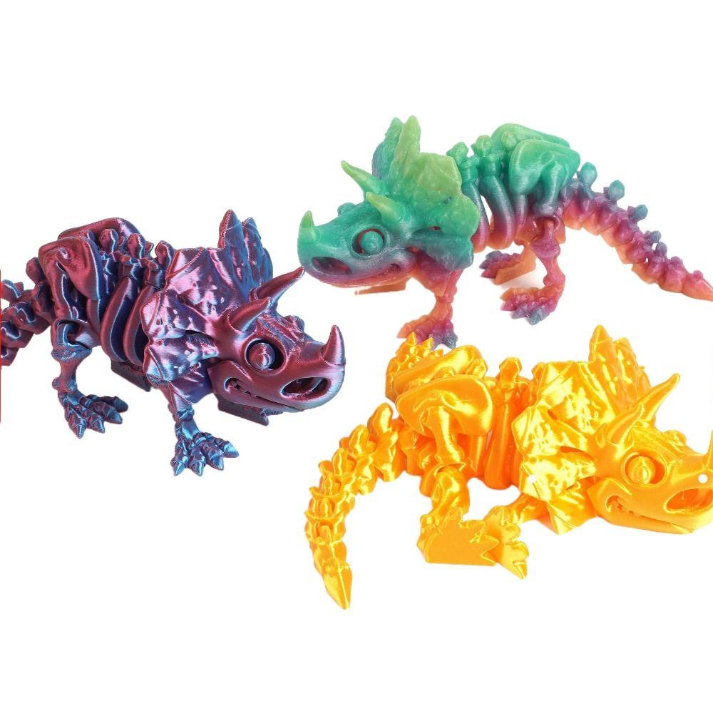 Big Mouth 3D Printed Triceratops Candy Color 3D Articulated Dinosaur Toys  Landscaping Decoration