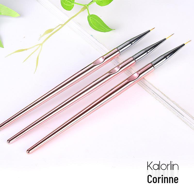 Rose Gold Nail Art 3-Piece Set: Line Drawing, Flower Painting, UV Gel Pens.