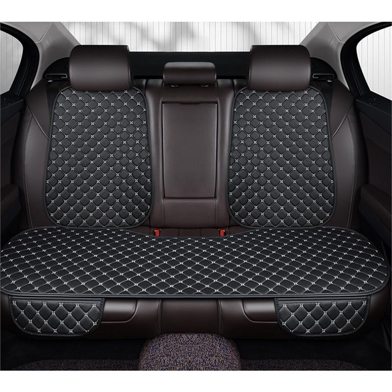 Universal Nappa Leather Car Seat Cushion: Star Embroidered, Backless, Non-Slip, Three-Piece Set