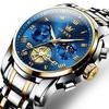 OLEVS Men's Stylish Chronograph Watch, Popular Brand for Business, Large, Easy-to-Read Analog, Waterproof Quartz Movement, Blue
