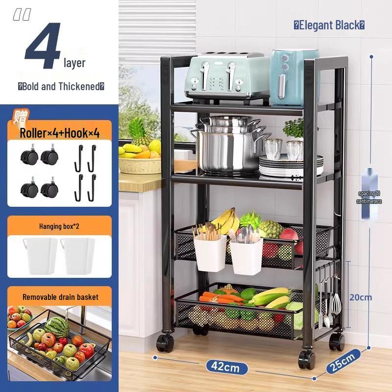 2025 Multifunctional Floor-Standing Kitchen Storage Rack: Multi-Layer Vegetable Basket Shelves