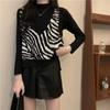 Retro Zebra Sweater Vest Women 2023 Spring and Autumn Korean Version Foreigner Loose Sweater Tank Knitted Vest Pullover Female
