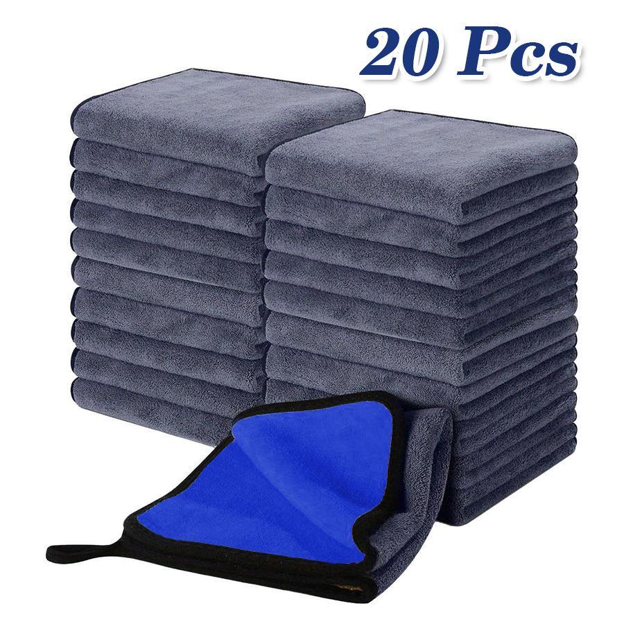 

20 шт. Двусторонние двухцветные микрофибровые полотенца для детализации - Ткани для чистки, сушки и ухода за автомобилем, Профессиональные аксессуары для автомойки