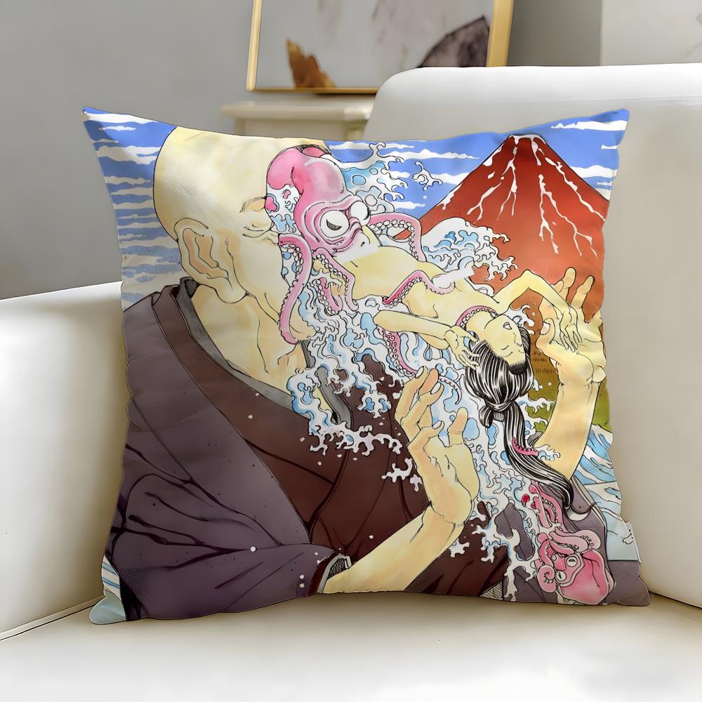 Classic Manga Artist Shintaro Kago Cushion Cover Soft & Easy-Wash Pillow Case – Versatile for Couch, Bed, Travel and Office
