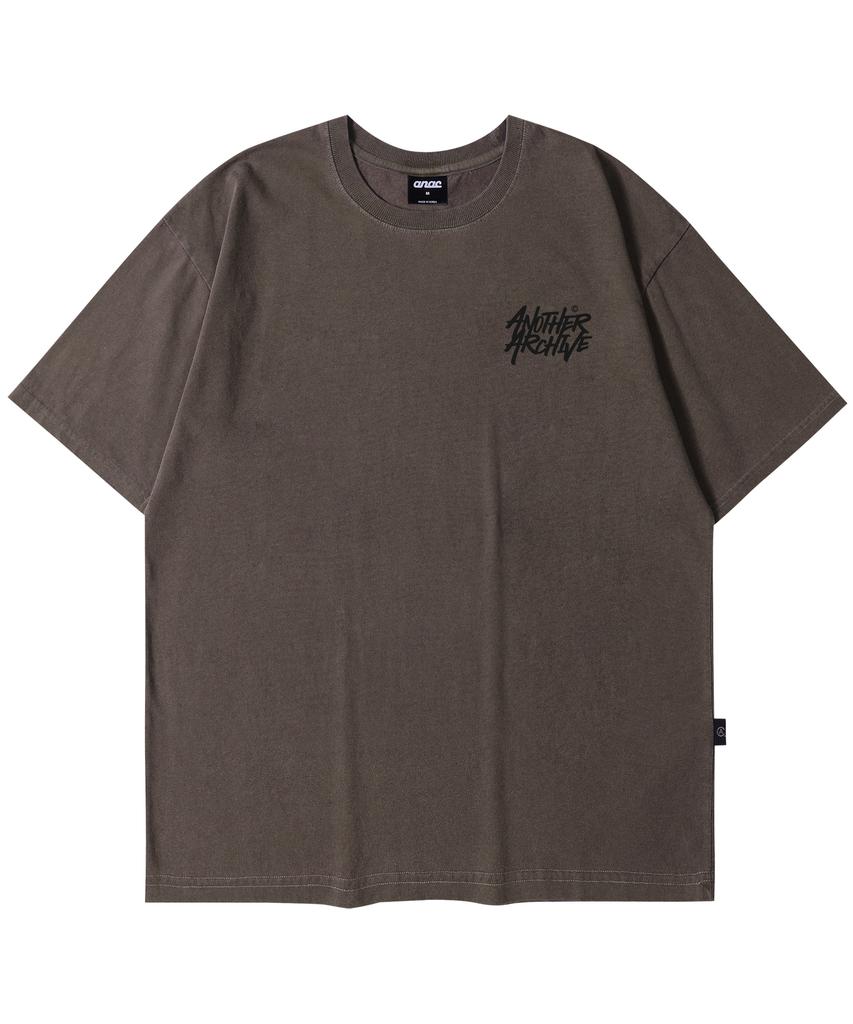 ANOTHER ARCHIVE Pigment Graffiti Logo Short Sleeve T-Shirt_Dark Green
