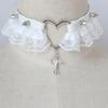 Heart Lace Crossed Pendant Choker Necklace Leather Chocker Halloween Choker Statement Jewelry for Girl Cosplay