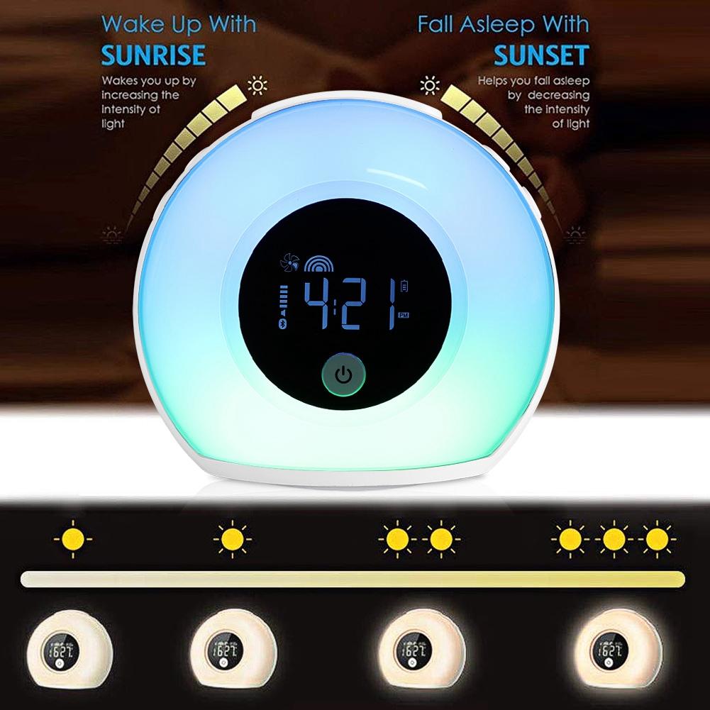 Colourful Wake Up Breathing Lamp Children Bluetooth Speaker Table Light Alarm Clock for Bedroom