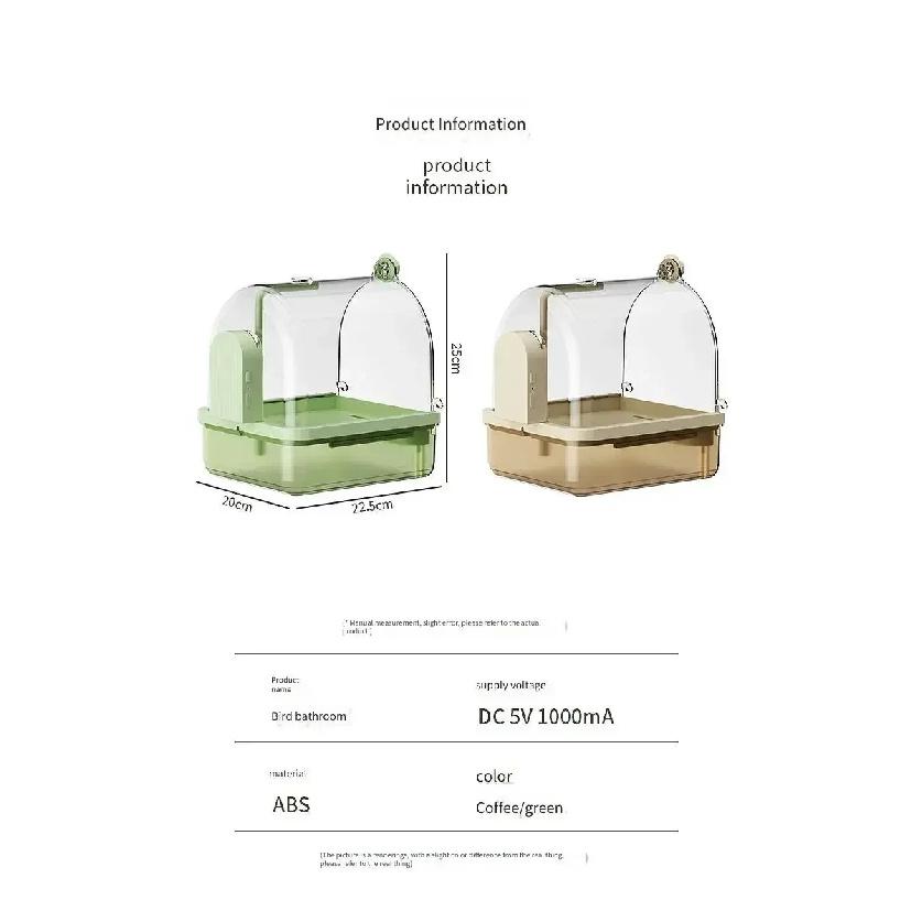 Cage Hanging Parrot Bathtub Automatic Shower Bath Box Practical Accessory for Cockatiel Parakeets Canary Budgie Small Birds