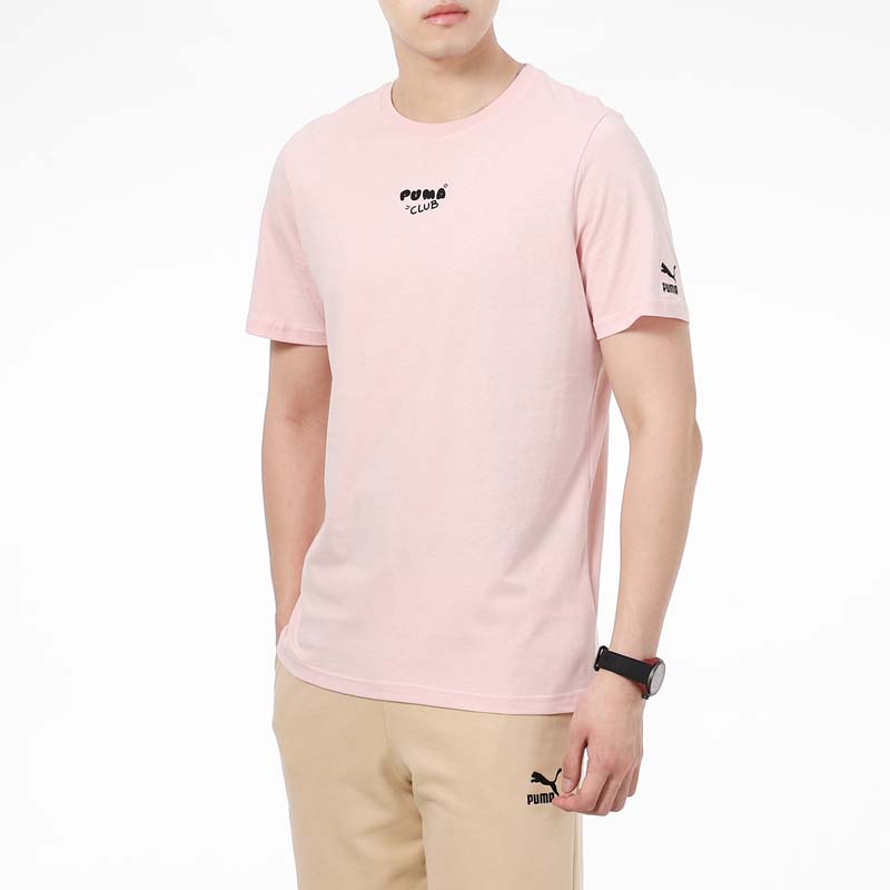 Puma Toast Print Sports Short Sleeve T-Shirt Men Tops Pink 533197-36