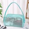 New with Handle Travel Makeup Bag Large Capacity Mesh Cosmetic Bag Polyester Lightweight Storage Bag