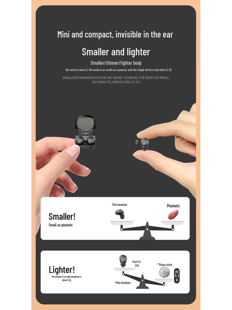 Ultra-Small Invisible Noise-Cancelling Bluetooth Sleep Headset for Mobile Phones