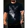 Modisches Herren 3D Wolf Druck T-Shirt Lustiges Tiergrafik T-Shirt Sommer Lässige Kurzarm Tops Trend Streetwear