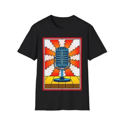 Camiseta Microfone Vitral, Presente para Cantor, Camiseta Gráfica de Música - Unissex