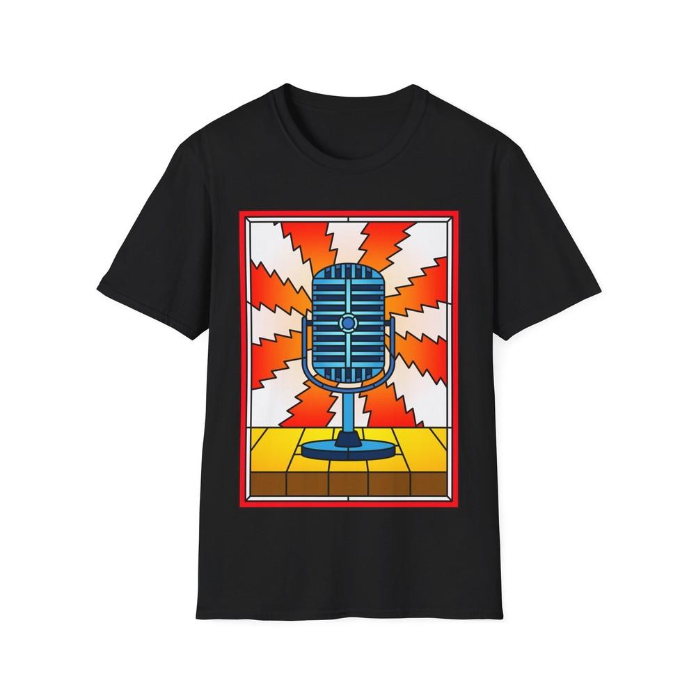 

Stained Glass Microphone T-Shirt, Singer Gift, Music Graphic Tee - Unisex XL