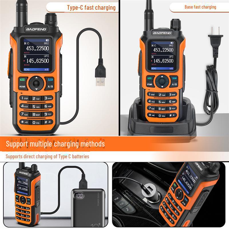 Baofeng UV-21 PRO V2 Walkie-Talkie, One-Button Frequency, Type-C Charging, Three-Band for Self-Driving Tours.