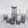 Smoky Gray Ripple Glass Pitcher & Origami Cup Set