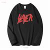 Slayer T-shirt con logo classico S M L XL XXL Band Metal Ufficiale Manica Lunga o Corta Lavaggio Vintage Uomo Casual Morbido Unisex